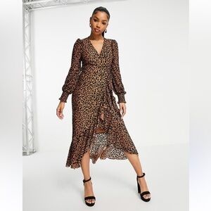 Little Mistress NEW Leopard Print High-Low Midi dress, Women’s Sz 8